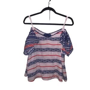 Alya Paisley Striped Top Blue/Red/White